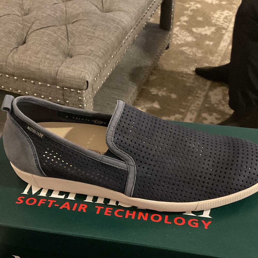 Mephisto Navy Perforated Slip-On Loafer
